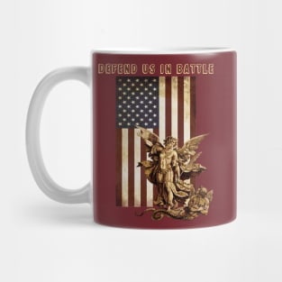 St Michael the Archangel Angel Catholic Saint United States Flag US Mug